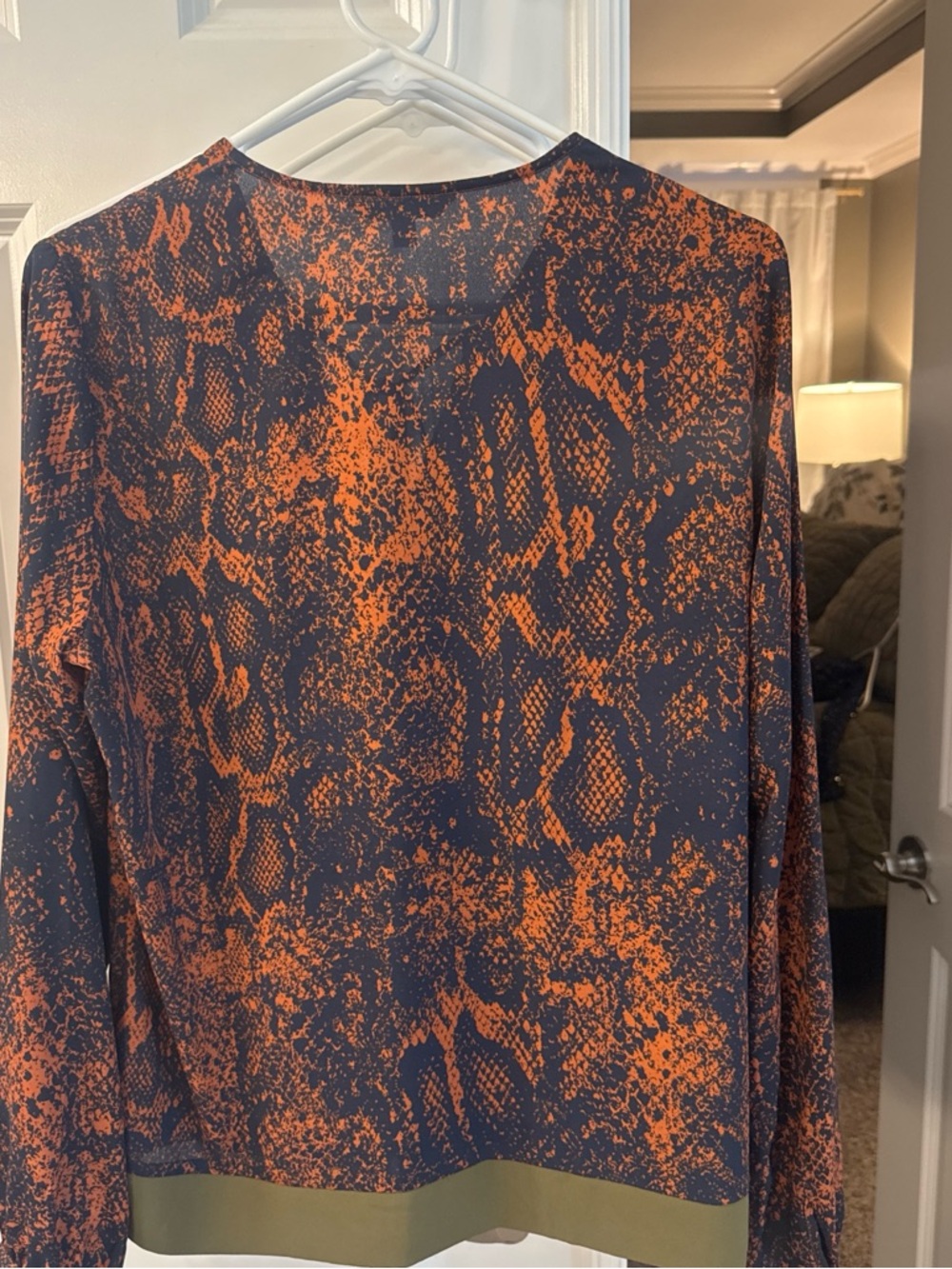 CAbi Orange and Black Printed Blouse